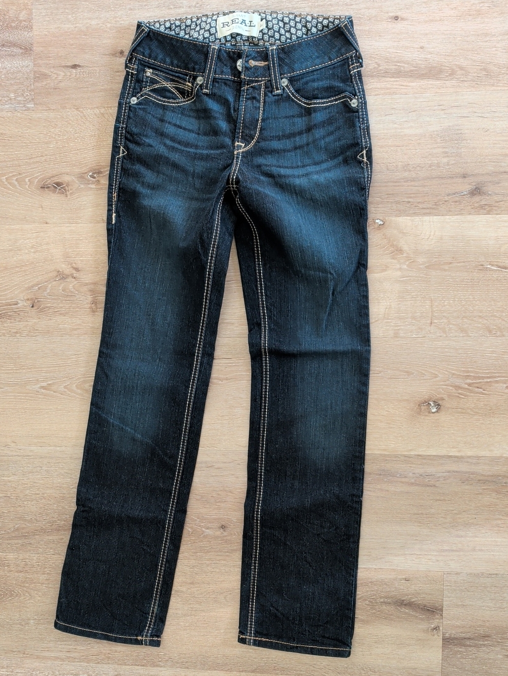 Ariat Dark Wash Straight-Leg Jeans with Contrast Stitching